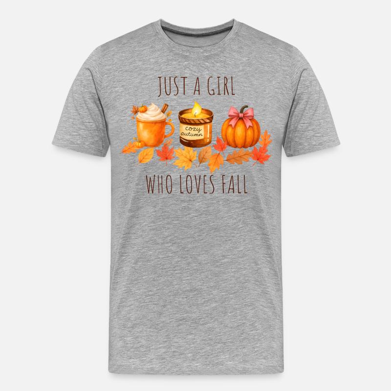 Nur ein Mädchen das Herbst liebt - Männer Premium Bio T-Shirt - Grau meliert