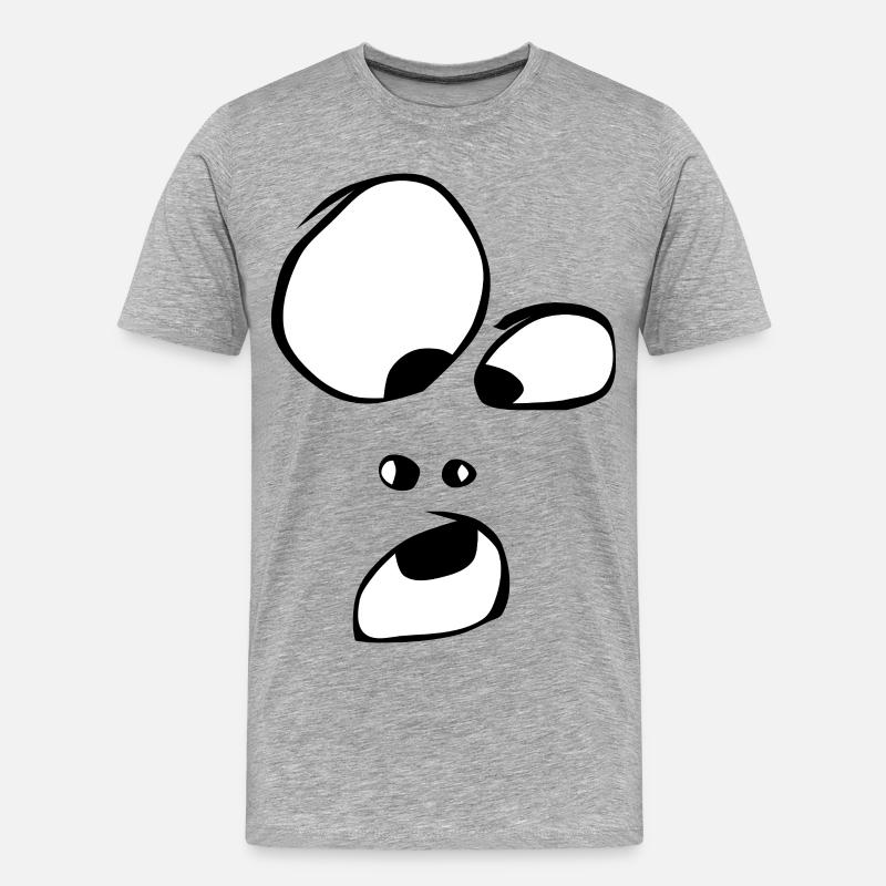 oho ! Gesicht Geist Gespenst Halloween Comic - Männer Premium Bio T-Shirt - Grau meliert