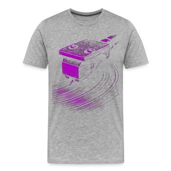 Platine vinyle violette Groove Platine vinyle violette audacieuse - T-shirt bio Premium Homme - gris chiné - Devant - Damien (186cm)