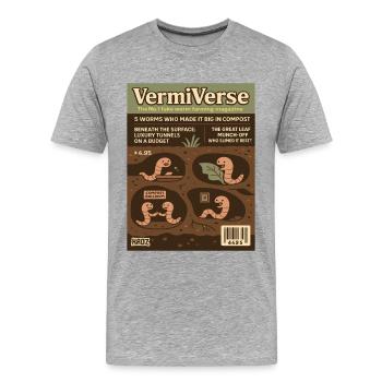 VermiVerse Worm Farming Parody Magazine - Men's Premium Organic T-Shirt - heather grey - Front - Damien (186cm)