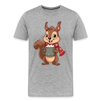 Écureuil cacao d’hiver - T-shirt bio Premium Homme - gris chiné - Devant - Damien (186cm)