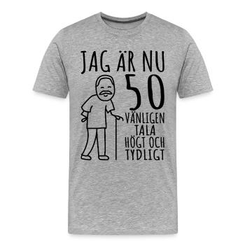 Cadeau 50ème anniversaire 50ème cadeau d’anniversaire pour homme de 50 ans - T-shirt bio Premium Homme - gris chiné - Devant - Damien (186cm)