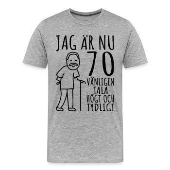 Cadeau d’anniversaire 70 ans Cadeau d’anniversaire 70 ans - T-shirt bio Premium Homme - gris chiné - Devant - Damien (186cm)