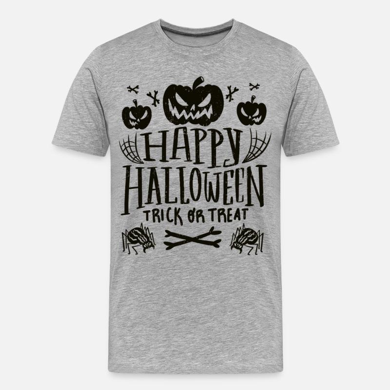 Fröhliches Halloween-Süßes oder Saures - Männer Premium Bio T-Shirt - Grau meliert