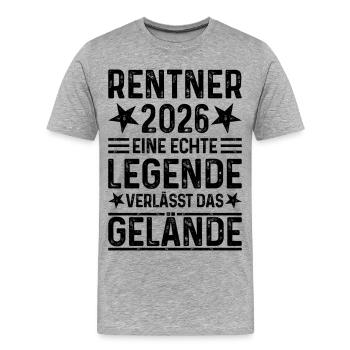 Retraités 2026 - Une légende quitte le site - T-shirt bio Premium Homme - gris chiné - Devant - Damien (186cm)