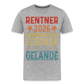 Retraités 2026 - Une légende quitte le site - T-shirt bio Premium Homme - gris chiné - Devant - Damien (186cm)
