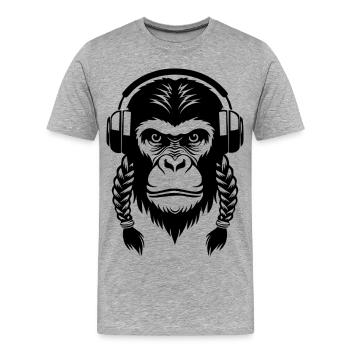 Prime Affenkopf Soundwave Edition Shirt - Männer Premium Bio T-Shirt - Grau meliert - Vorne - Damien (186cm)