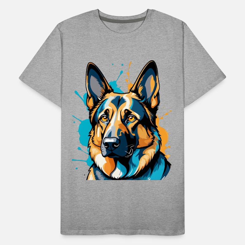 Lebendiger Schäferhund Farbexplosion Männer Premium Bio T-Shirt