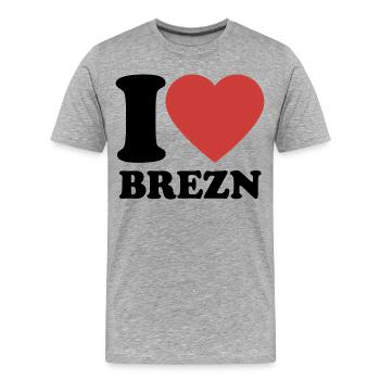 J’aime les bretzels - Coeur - Bretzel - T-shirt bio Premium Homme - gris chiné - Devant - Damien (186cm)