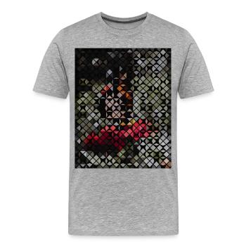 Monarchenschmetterling auf Blüte in Mosaikmuster - Männer Premium Bio T-Shirt - Grau meliert - Vorne - Damien (186cm)