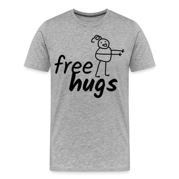 Free Hugs - Männer Premium Bio T-Shirt - Grau meliert - Vorne - Damien (186cm)
