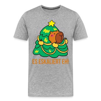 Es eskaliert eh! - Männer Premium Bio T-Shirt - Grau meliert - Vorne - Damien (186cm)