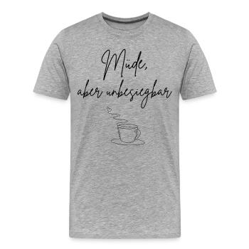 Fatigué mais invincible - T-shirt bio Premium Homme - gris chiné - Devant - Damien (186cm)
