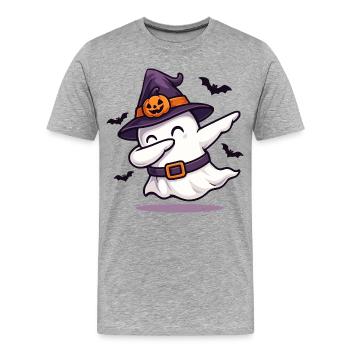 Dabbing Ghost with Witch Hat – Halloween Shirt - Men's Premium Organic T-Shirt - heather grey - Front - Damien (186cm)