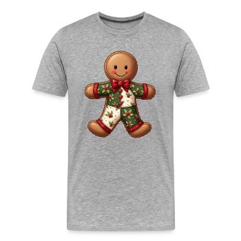 Gingerbread Weihnachtsmotiv Patchwork - Männer Premium Bio T-Shirt - Grau meliert - Vorne - Damien (186cm)