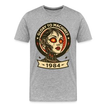 Ruhm den Maschinen Roboter - Männer Premium Bio T-Shirt - Grau meliert - Vorne - Damien (186cm)