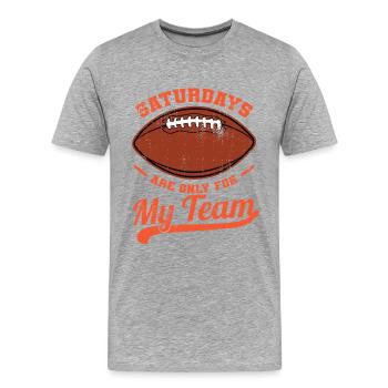 Les samedis sont réservés à mon équipe - T-shirt bio Premium Homme - gris chiné - Devant - Damien (186cm)