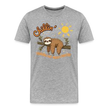 Sloth – Chillin' - Hanging out since forever - Men's Premium Organic T-Shirt - heather grey - Front - Damien (186cm)