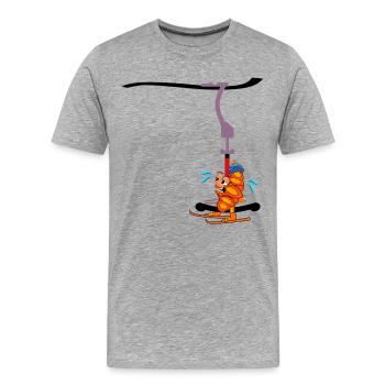 REMONTÉE MÉCANIQUE SKI HAMBURGER FRANZBRÖTCHEN - T-shirt bio Premium Homme - gris chiné - Devant - Damien (186cm)