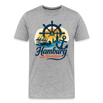 Hamburg My Home Port City Silhouette Gift - Men's Premium Organic T-Shirt - heather grey - Front - Damien (186cm)