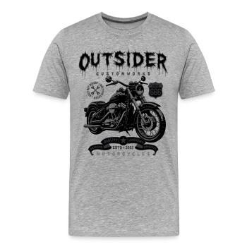 Moto Outsider Moto Route 666 - T-shirt bio Premium Homme - gris chiné - Devant - Damien (186cm)