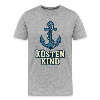 Küsten Kind Anker Motiv - Männer Premium Bio T-Shirt - Grau meliert - Vorne - Damien (186cm)