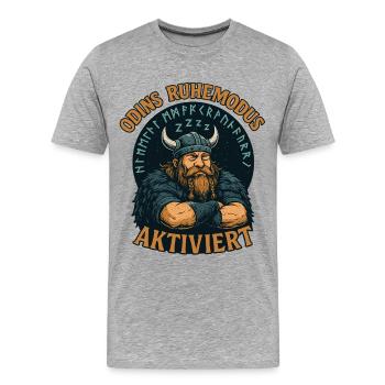 Odins Ruhemodus Aktiviert Schlafshirt Wikinger - Männer Premium Bio T-Shirt - Grau meliert - Vorne - Damien (186cm)