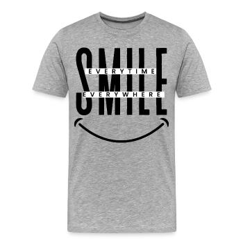 Smile Everytime, Everywhere  - Männer Premium Bio T-Shirt - Grau meliert - Vorne - Damien (186cm)