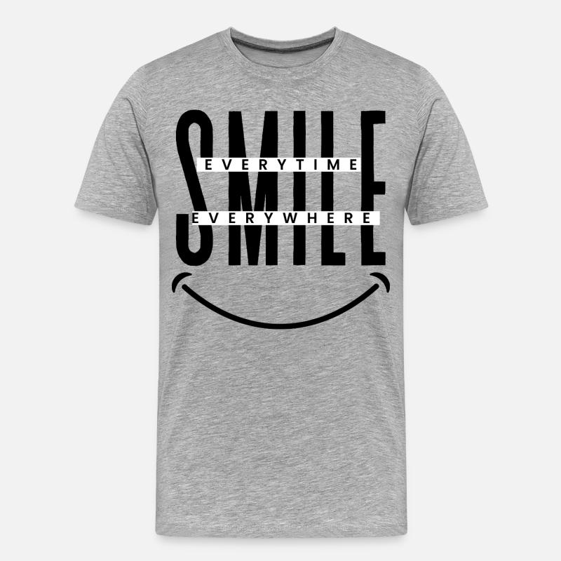Smile Everytime, Everywhere  - Männer Premium Bio T-Shirt - Grau meliert