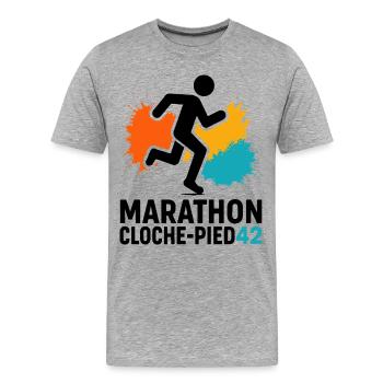 Marathon à cloche-pied ! 42km d'aventure ! - T-shirt bio Premium Homme - gris chiné - Devant - Damien (186cm)