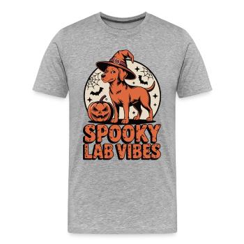 Spooky Foxred Labrador Halloween - Men's Premium Organic T-Shirt - heather grey - Front - Damien (186cm)