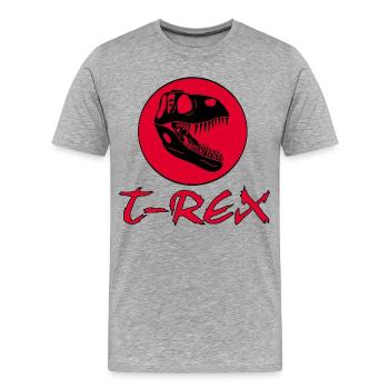 Tyrannosaure et soleil rouge - T-shirt bio Premium Homme - gris chiné - Devant - Damien (186cm)