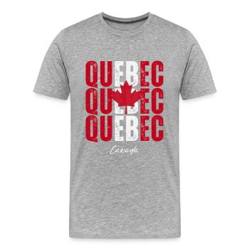 Québec Canada, j’adore le Québec - T-shirt bio Premium Homme - gris chiné - Devant - Damien (186cm)