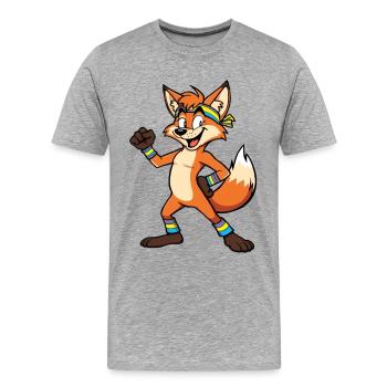 Fuchs Fitness Groove - T-shirt bio Premium Homme - gris chiné - Devant - Damien (186cm)