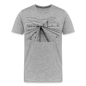 Railway Sketch - Men's Premium Organic T-Shirt - heather grey - Front - Damien (186cm)