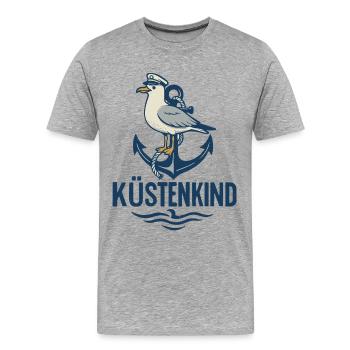 Küstenkind Anker Seemotiv - Männer Premium Bio T-Shirt - Grau meliert - Vorne - Damien (186cm)