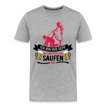 Ich bin der Depp - JGA Team Bräutigam - Männer Premium Bio T-Shirt - Grau meliert - Vorne - Damien (186cm)