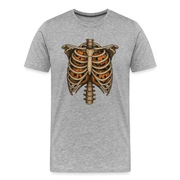 Brustkorb Kürbis Halloween Hemd | Gruseliges Skelett - Männer Premium Bio T-Shirt - Grau meliert - Vorne - Damien (186cm)