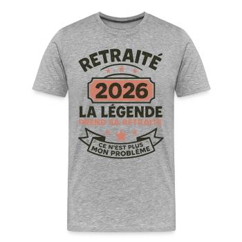 Retraité 2026 Ce N’est Plus Mon Problème Humour - T-shirt bio Premium Homme - gris chiné - Devant - Damien (186cm)