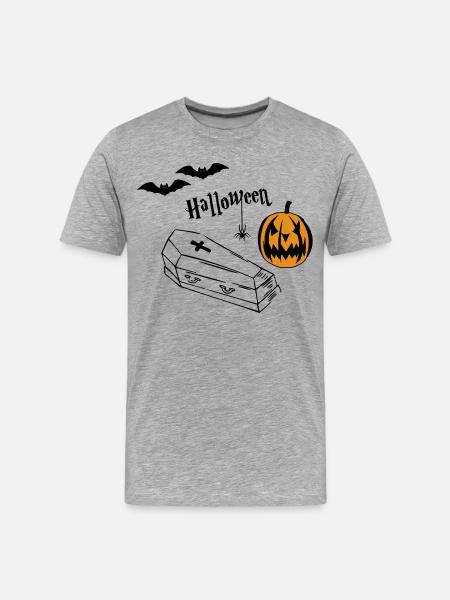 Halloween Pumpkin Silhouette - Men's Premium Organic T-Shirt - heather grey