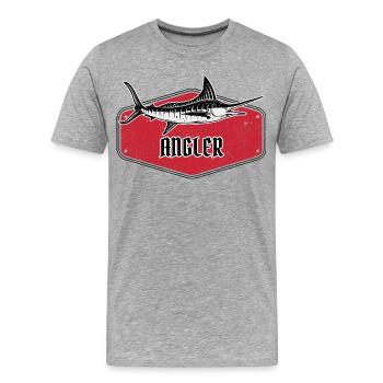 Angler Fish USA Design Rouge - T-shirt bio Premium Homme - gris chiné - Devant - Damien (186cm)