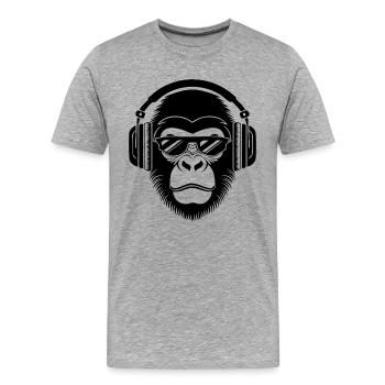 Rebellious Monkey Head DJ Grooves Underground Shirt - Men's Premium Organic T-Shirt - heather grey - Front - Damien (186cm)