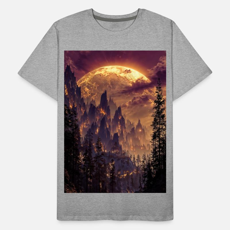 Feuriger Gipfel in der Abenddämmerung Männer Premium Bio T-Shirt