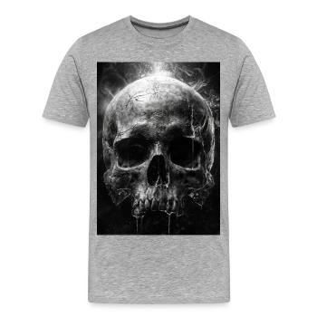 Cracked Skull in Smoky Haze - Men's Premium Organic T-Shirt - heather grey - Front - Damien (186cm)