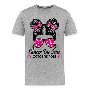 Breast Cancer Pink October - Men's Premium Organic T-Shirt - heather grey - Front - Damien (186cm)