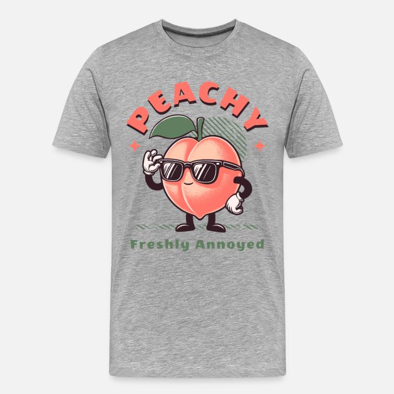 Frucht Pfirsich Pfirsichblüte Süßes Obst - Männer Premium Bio T-Shirt - Grau meliert