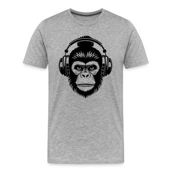 Chemise décontractée Monkey Head Chillout Lounge Beat - T-shirt bio Premium Homme - gris chiné - Devant - Damien (186cm)
