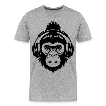 Monkey Head Turntable Vinyle Fan Club Chemise - T-shirt bio Premium Homme - gris chiné - Devant - Damien (186cm)