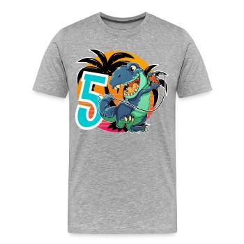 5 T Rex - T-shirt bio Premium Homme - gris chiné - Devant - Damien (186cm)