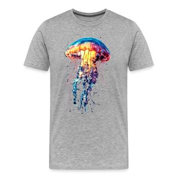 Méduse Méduse de feu Méduse Méduse mignonne - T-shirt bio Premium Homme - gris chiné - Devant - Damien (186cm)